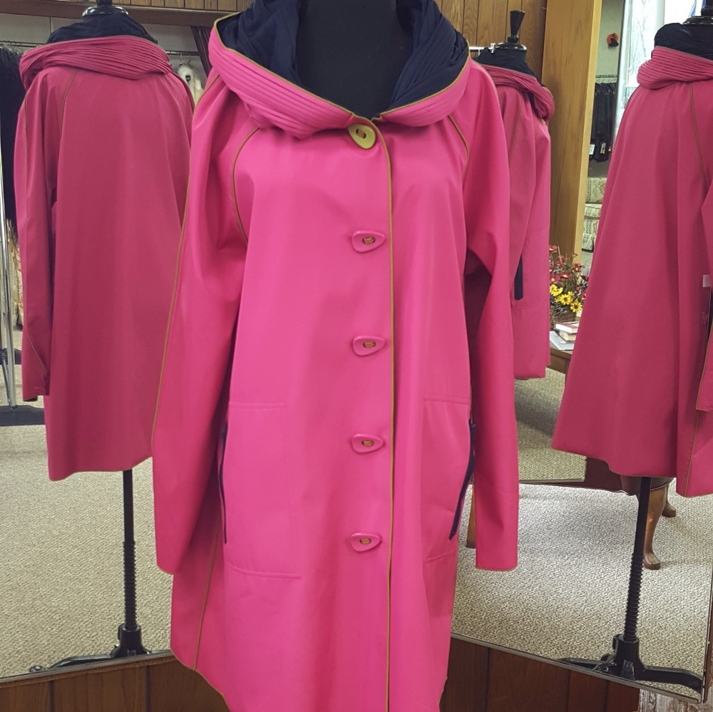 UBU Pink to Navy Reversible Raincoat
